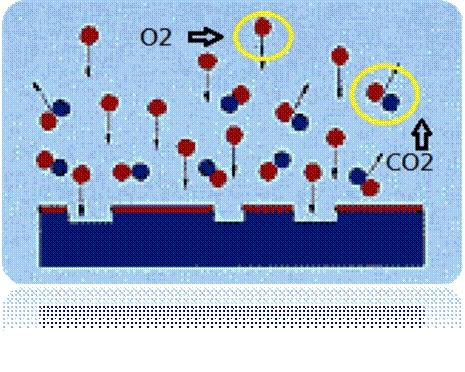 圖二為已被電離化的氣體分子團(Plasma)對被處理材料的分子團進行撞擊及反應。 圖二為已被電離化的氣體分子團(Plasma)對被處理材料的分子團進行撞擊及反應。