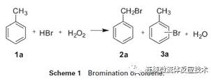 以甲苯為底物，進行了模型研究（Scheme 1）
